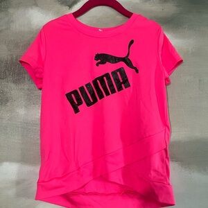 Puma Women's Neon Pink Short Sleeve Logo Tee